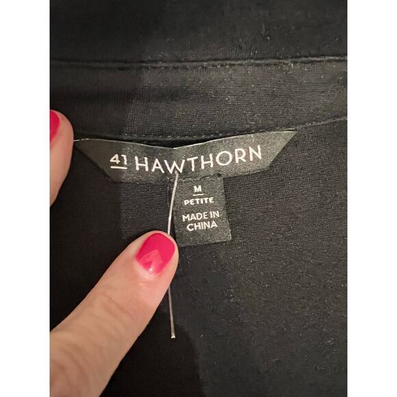 41Hawthorn Womens Sammie Point Shirt Dress Short Sleeves Black Size M Petite NEW - Picture 7 of 10